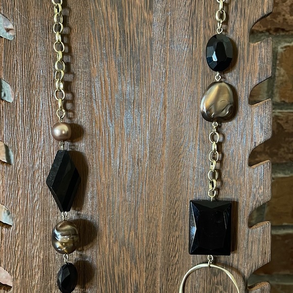 NWT New York & Co Long Brown & Gold Necklace - Picture 2 of 5